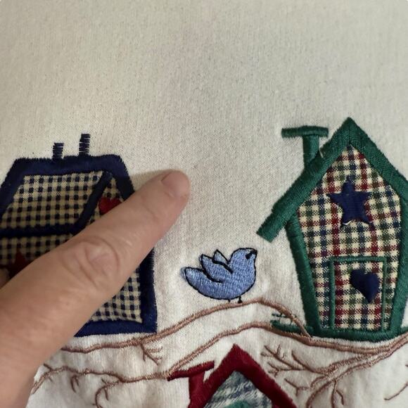 Vtg 90s Y2K Birdhouse Sweatshirt Jerzees Grandmacore Granny core - Picture 3 of 12